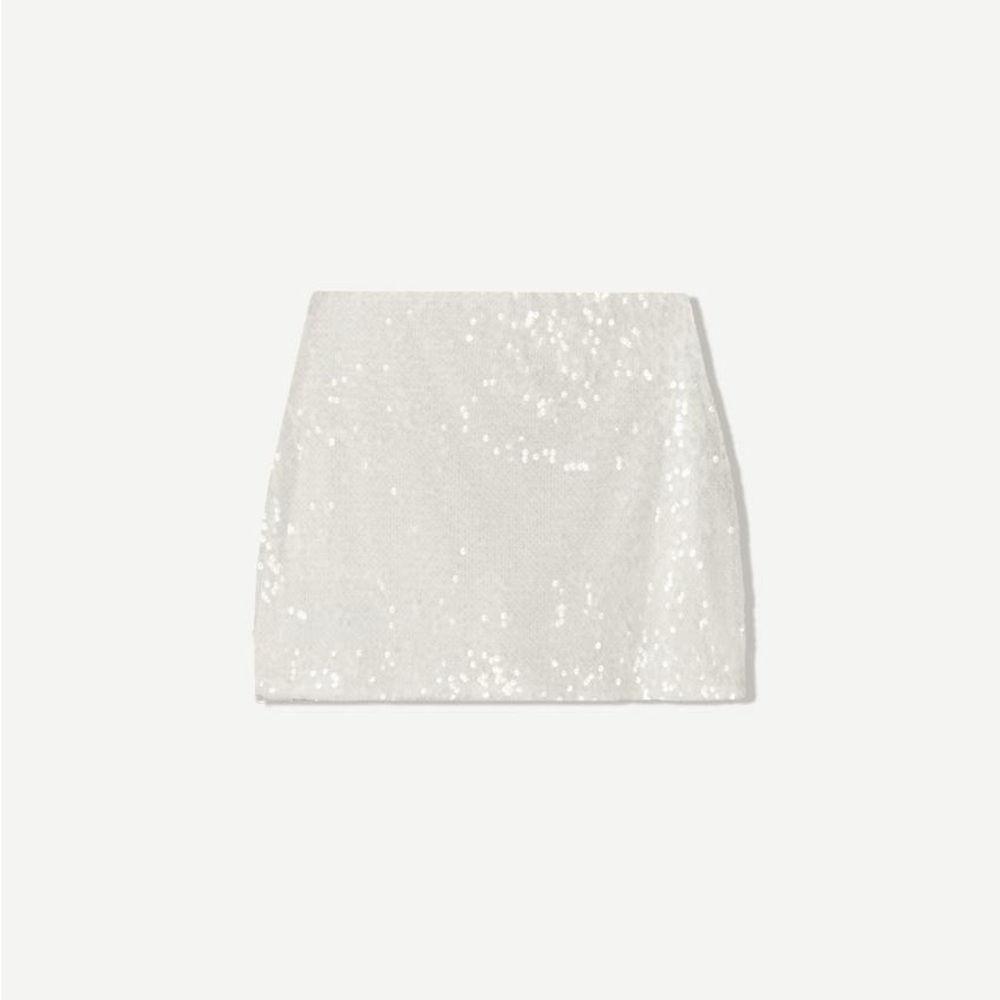 Bershka White Sequin Mini Skirt
